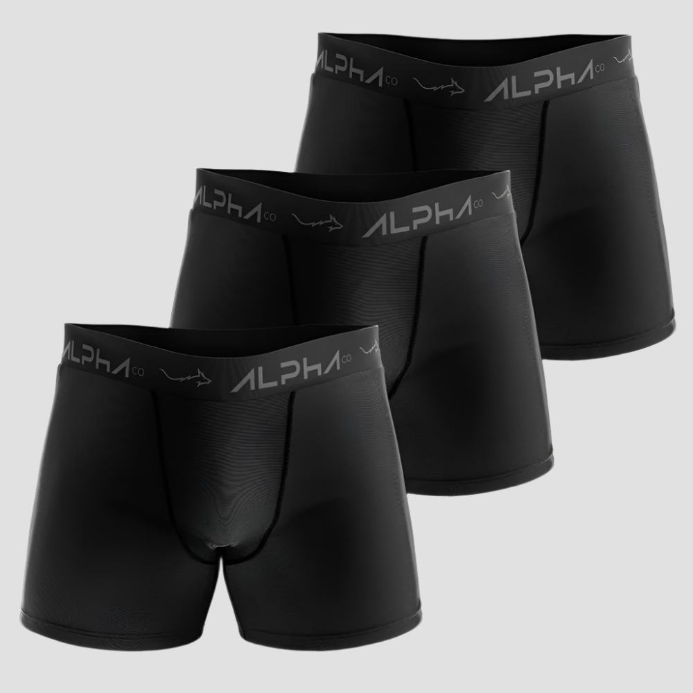 Kit 3 Cuecas Boxer Cotton Preta - Alpha