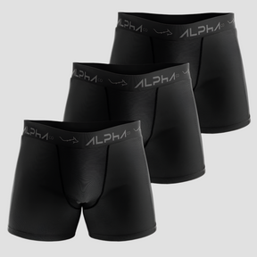 Kit 3 Cuecas Boxer Cotton Preta - Alpha