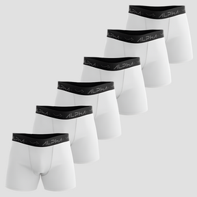 Kit 6 Cuecas Boxer Cotton Branca - Alpha