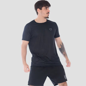 Kit 3 Camisetas Dry Fit Preto + 3 Bermudas Pretas
