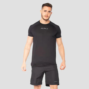 Kit 3 Camisetas Dry Fit Preto + 3 Bermudas Pretas