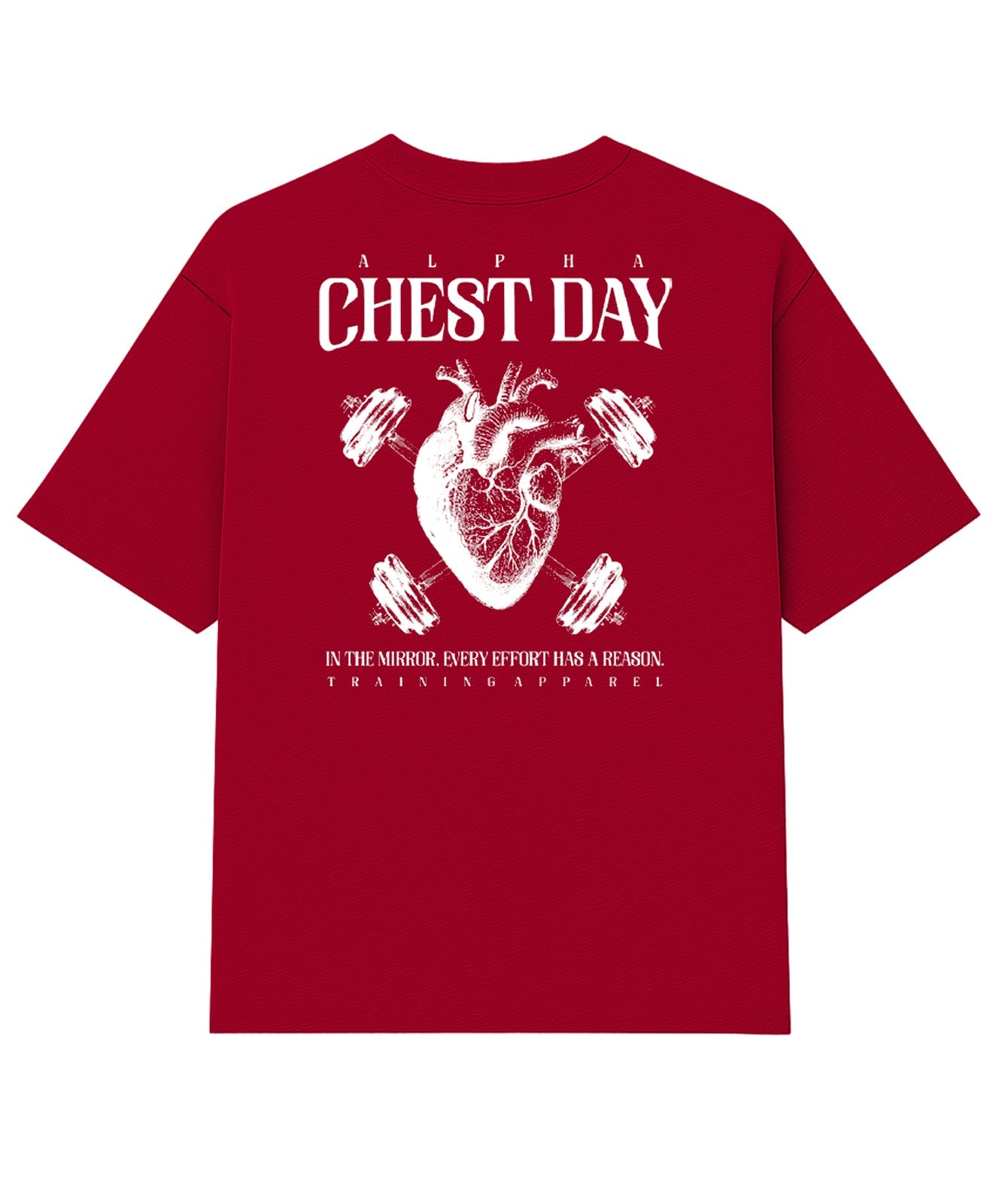 Camiseta Oversized Chest Day Carmim