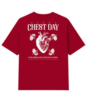 Camiseta Oversized Chest Day Carmim