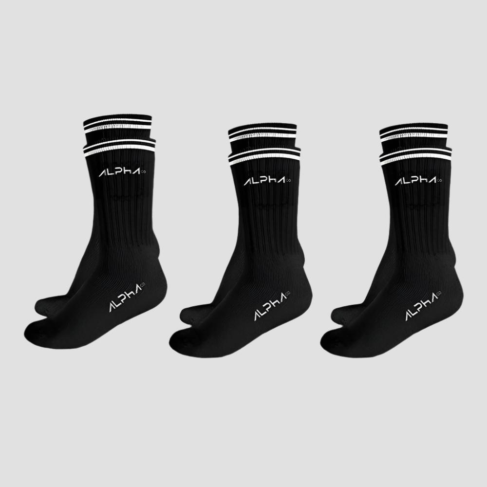 Kit 3 Meias Masculinas Cano Médio Alpha - Preto