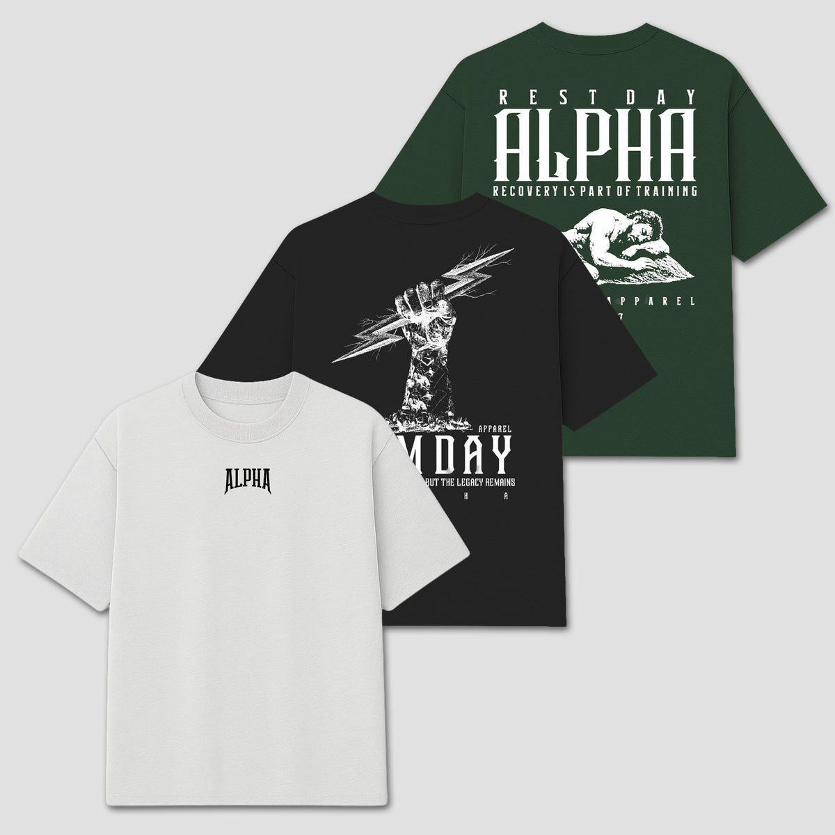 Kit 3 Camisetas Oversized Verde & Neutros