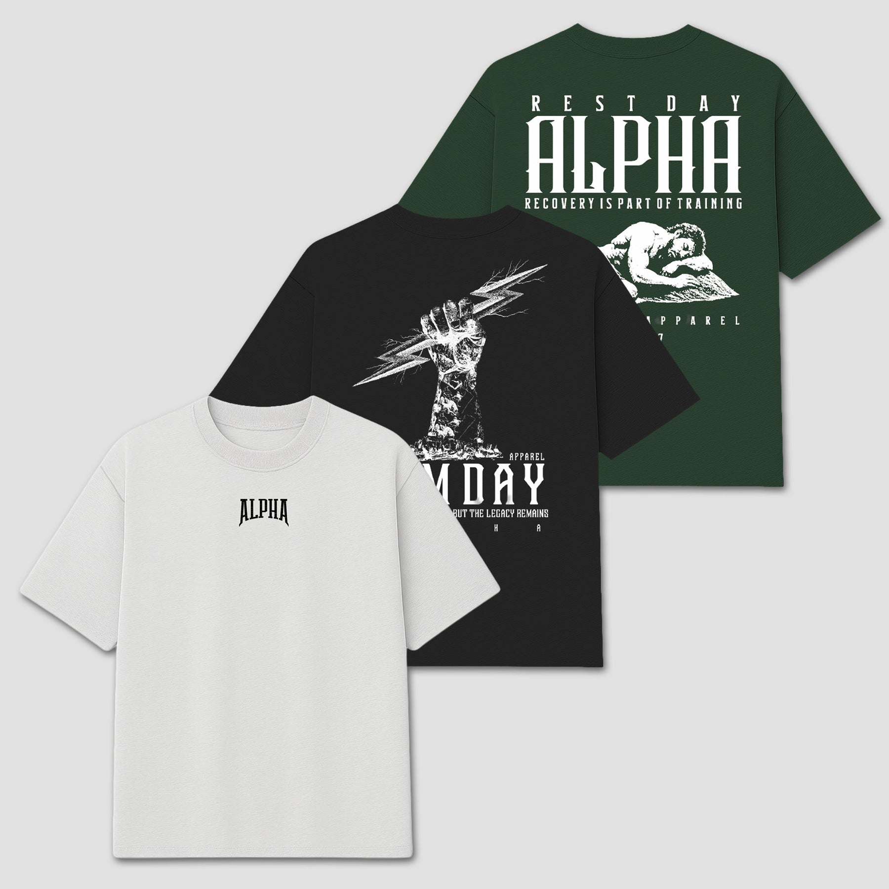 Kit 3 Camisetas Oversized Verde & Neutros