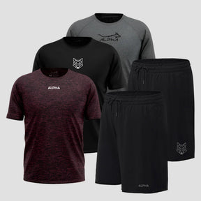 Kit Dry Fit: 3 Camisetas + 2 Shorts