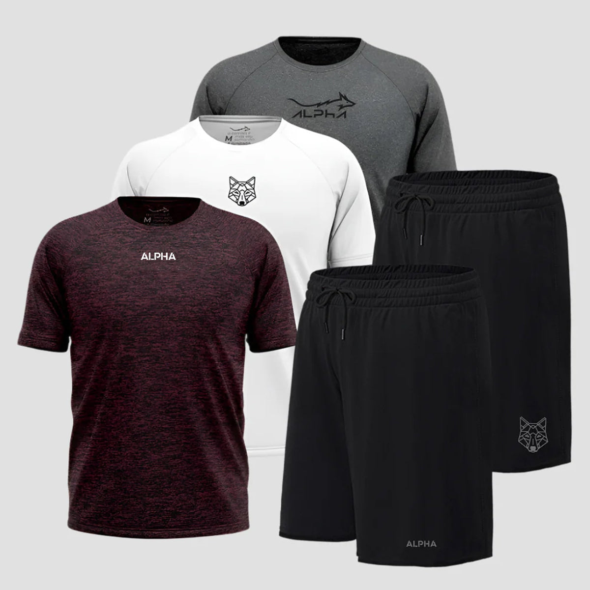 Kit Esportivo Dry Fit: 3 Camisetas + 2 Shorts