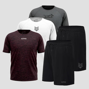 Kit Esportivo Dry Fit: 3 Camisetas + 2 Shorts