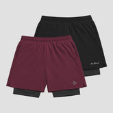 Kit 2 Bermudas Compressão Vinho e Preto