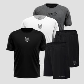 Kit 5 Peças Dry Fit: 3 Camisetas + 2 Shorts