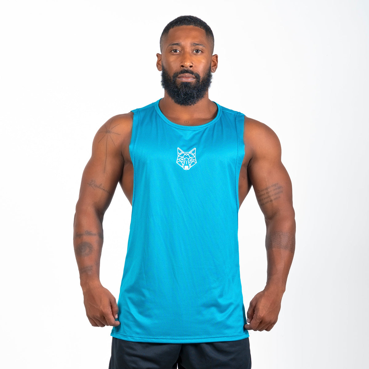 Regata Machão Dry Fit Lobo Geométrico Azul Pacífico