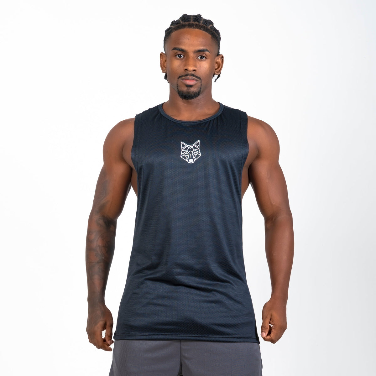 Regata Machão Dry Fit Lobo Geométrico Preto