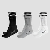Kit 3 Meias Masculinas Cano Médio Alpha - Branco/Cinza/Preto
